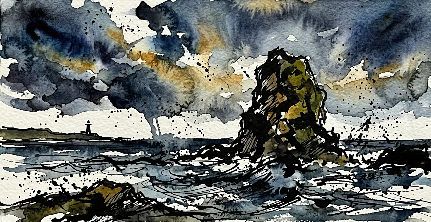 Beneath the Surface — Dark Sea series, watercolor on paper